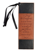Load image into Gallery viewer, Be Strong Josh. 1:9 Black/ Brown Faux Leather Bookmark
