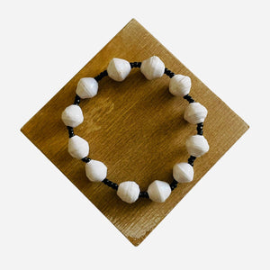 White Kenyan Paper Bead Bracelet