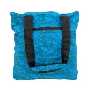 Teal Batik Turtle Tote Bag