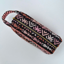 Load image into Gallery viewer, Handwoven &amp; Spill Proof Cosmetic Travel Bag- Pink &amp; Black
