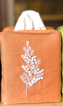 Load image into Gallery viewer, Red Orange Linen Hand Embroidered Tissue Box Cover
