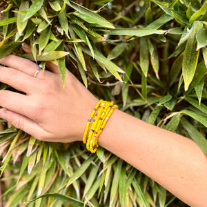 Yellow Adjustable Multi Strand Bracelet