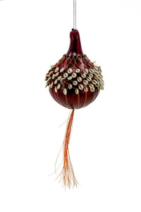 Red Shekere Cowrie Shell Gourd / Medium