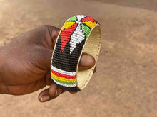 Load image into Gallery viewer, Wide Beaded Leather Bracelet
