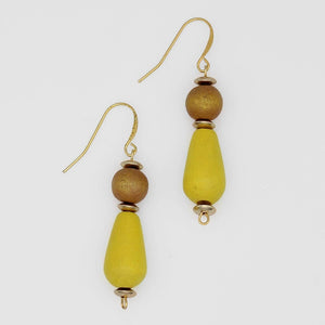 Yellow Geometric Dangle Statement Earrings