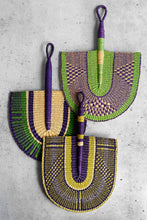 Load image into Gallery viewer, African Violet Veta Vera Hand Fan Woven Wall Art
