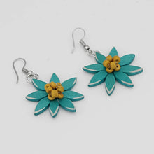 Load image into Gallery viewer, Teal Amaya Flower Earrings
