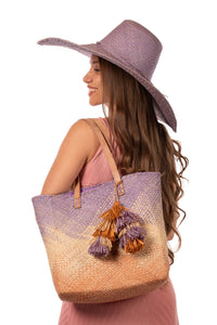Wisteria Holden Ombre Straw Handbag with Tassel Charm Embellishment