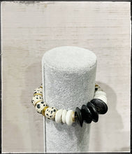 Load image into Gallery viewer, Dalmatian Jasper &amp; Ashanti Glass Bead Stretch Bracelet: 7”
