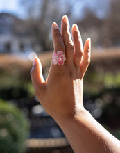 Load image into Gallery viewer, Pink Watercolor Textile Ring: Silver-Adjustable
