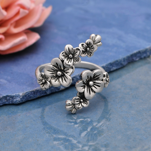 Cherry Blossoms Ring: Sterling Silver-Adjustable