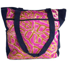 Load image into Gallery viewer, Pink &amp; Black Combo Tote | Recycled Batik and Recycled Corte Fabric
