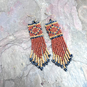 Rust- Tribal Fringe Earrings