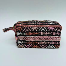 Load image into Gallery viewer, Handwoven &amp; Spill Proof Cosmetic Travel Bag- Pink &amp; Black
