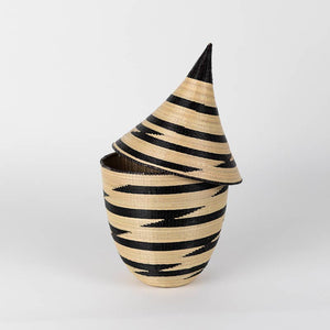 Traditional Grass Peace Basket: Natural White & Black