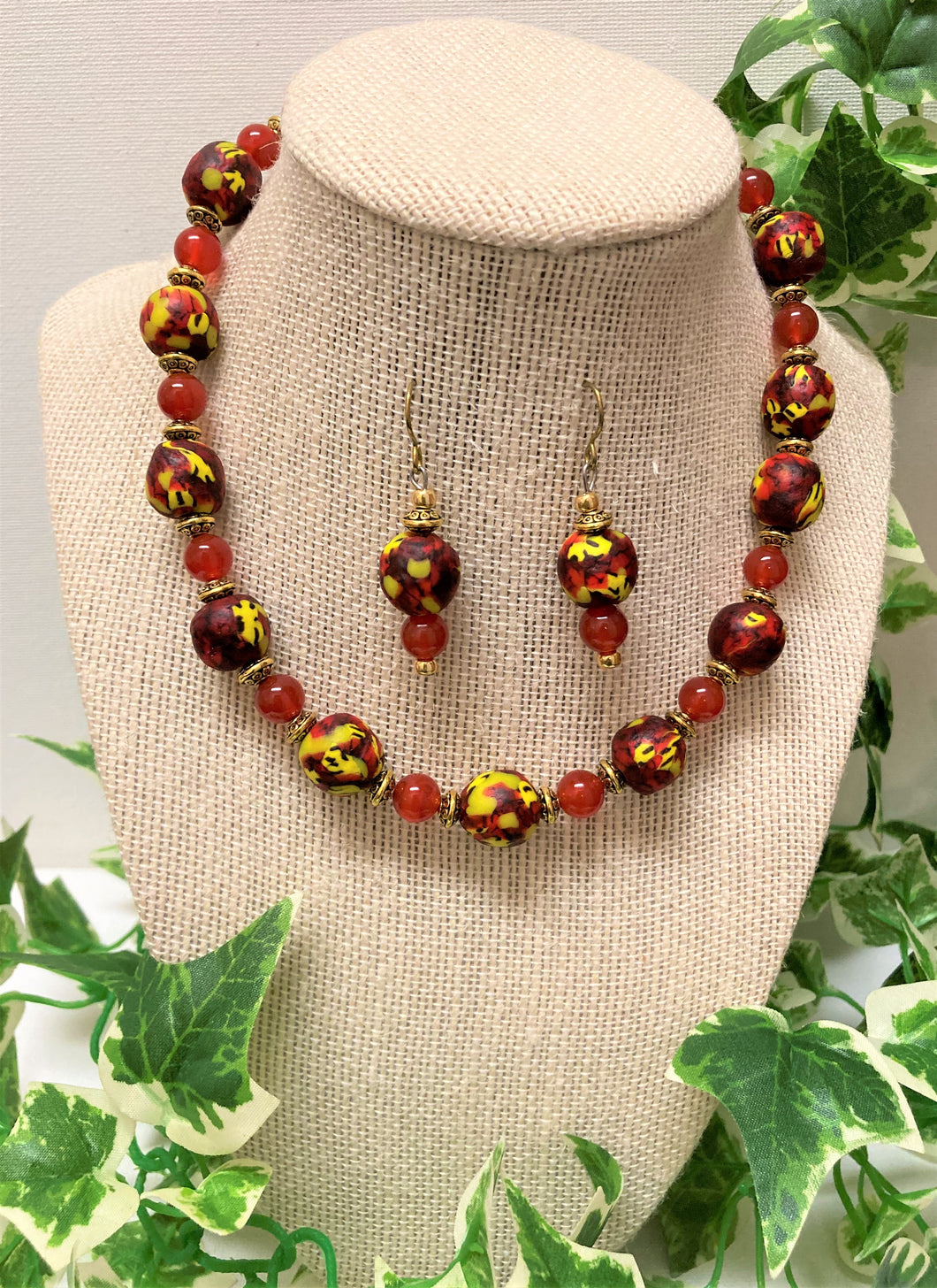 Carnelian Sunset Necklace Set