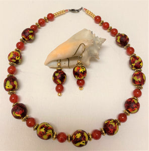 Carnelian Sunset Necklace Set