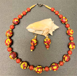 Carnelian Sunset Necklace Set