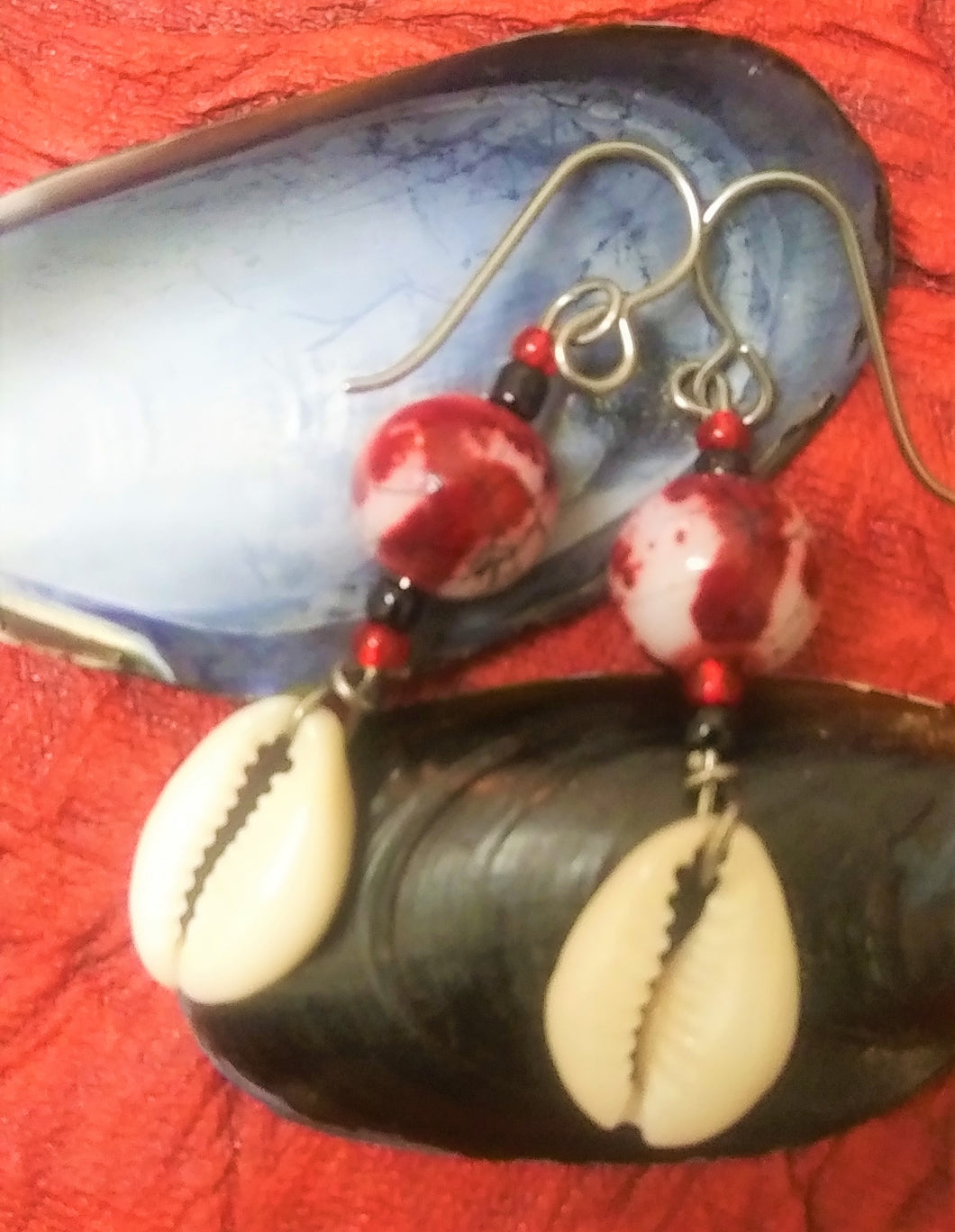 Cherry Blossom Cowrie Shell Earrings