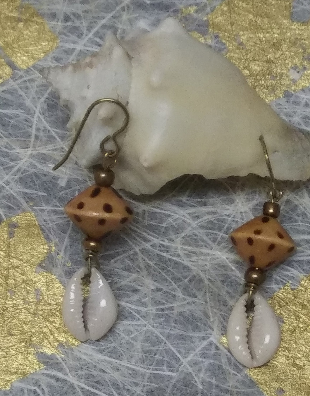 Leopard Cowrie Shell Earrings