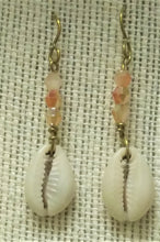 Load image into Gallery viewer, Peach Beaded Cowrie Shell Earrings
