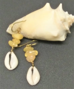 Yellow Cowrie Shell Earrings