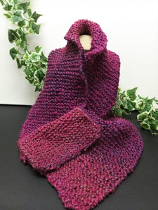 Fuchsia  Multicolored Knitted Scarf