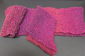 Fuchsia  Multicolored Knitted Scarf