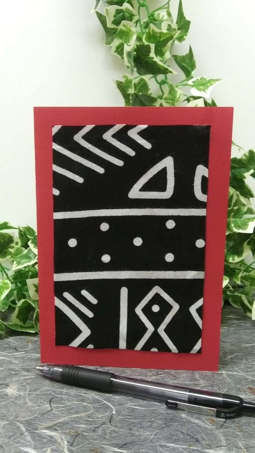 Black & White Fabric on Red (BLANK)