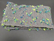 Load image into Gallery viewer, Gray Knitted Scarf with Floral Accents
