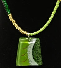 Load image into Gallery viewer, Green Art Glass  Pendant Necklace

