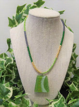 Load image into Gallery viewer, Green Art Glass  Pendant Necklace
