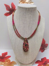 Load image into Gallery viewer, Red &amp; Bronze Sea Sediment Pendant Necklace
