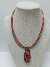Load image into Gallery viewer, Red &amp; Bronze Sea Sediment Pendant Necklace
