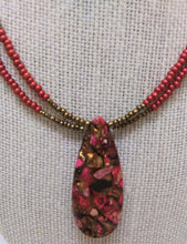 Load image into Gallery viewer, Red &amp; Bronze Sea Sediment Pendant Necklace
