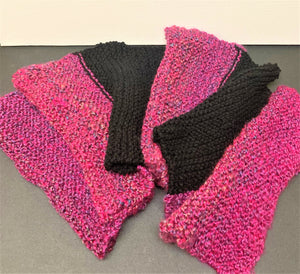 Fuschia & Black Knitted Scarf