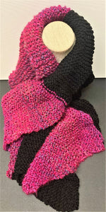 Fuschia & Black Knitted Scarf