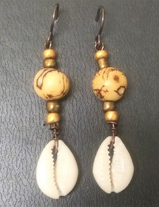 Tagua Cowrie Shell Earrings