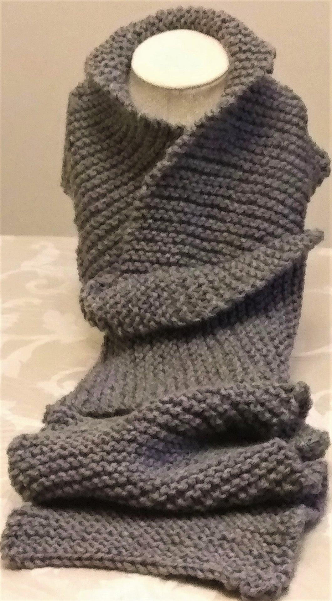 Unisex  Gray Knitted Scarf