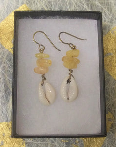 Yellow Cowrie Shell Earrings