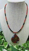 Load image into Gallery viewer, Red Floral Glass Pendant Necklace
