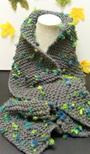 Load image into Gallery viewer, Gray Knitted Scarf with Floral Accents
